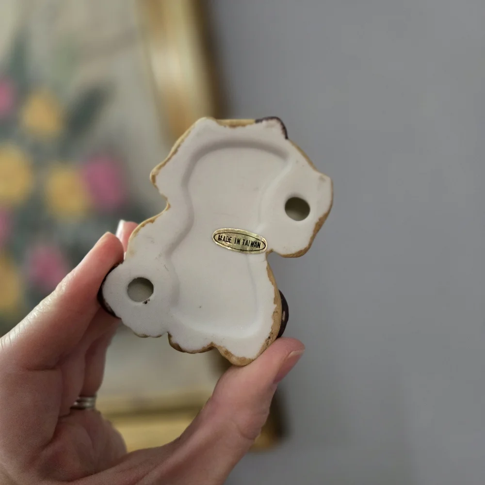 Porcelain Cocker Spaniel Dog with Chick Duck Vintage Miniature Figurine Decor